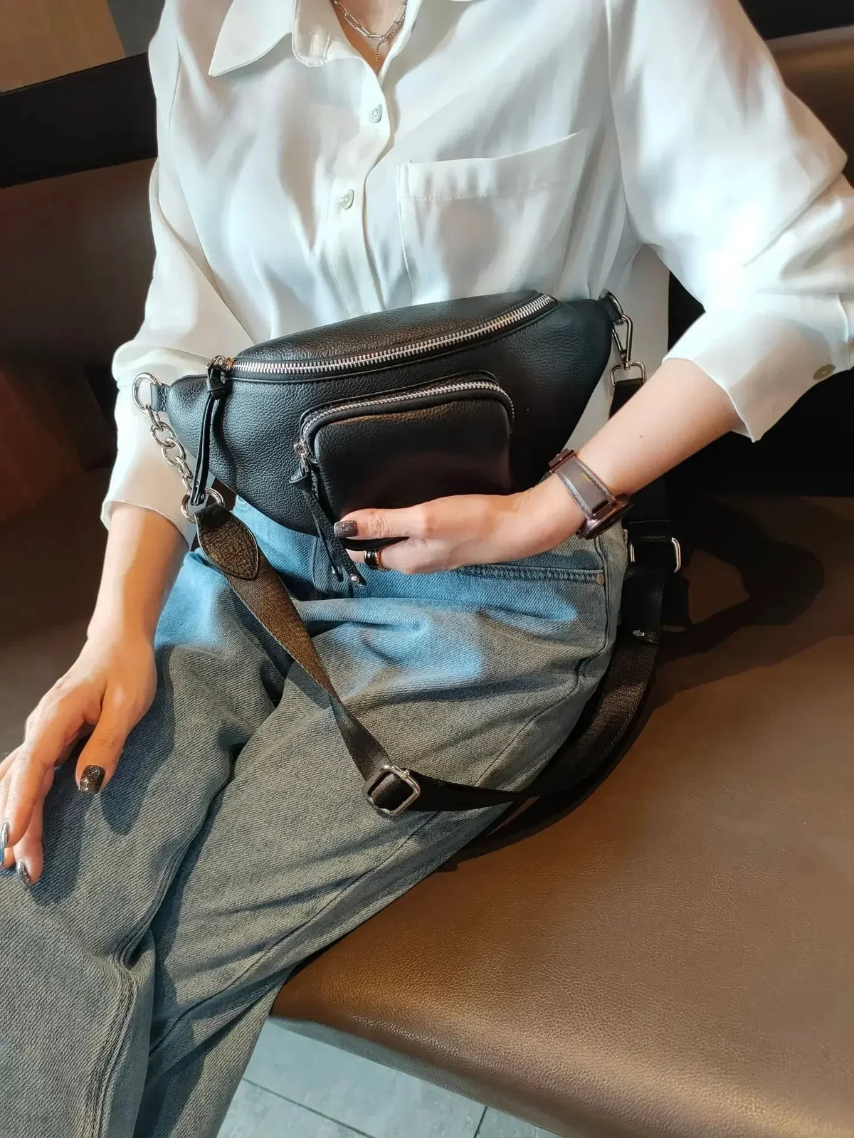 Sac Banane Femme Chic en Cuir Sac Cuir