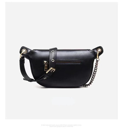 Sac Banane Femme Chic Fleur Noir / 26x14x8cm / Cuir Sac Cuir