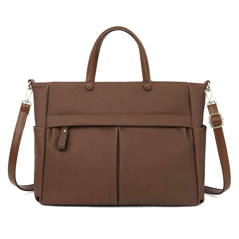 Sac Cabas Bandoulière Femme Grand Format Imperméable – Modèle Élise Café / Tissu technique Sac Cuir Femme