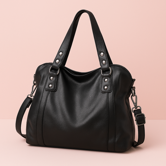 Sac Cabas Cuir Femme Isa | Grand Format Chic & Pas Cher Noir / Cuir PU Souple Sac Cabas