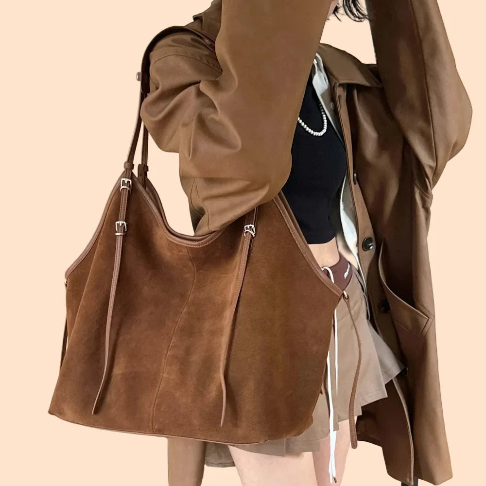 Sac Cabas en Daim Kim | Cabas Daim Souple Chic & Tendance Sac Cabas