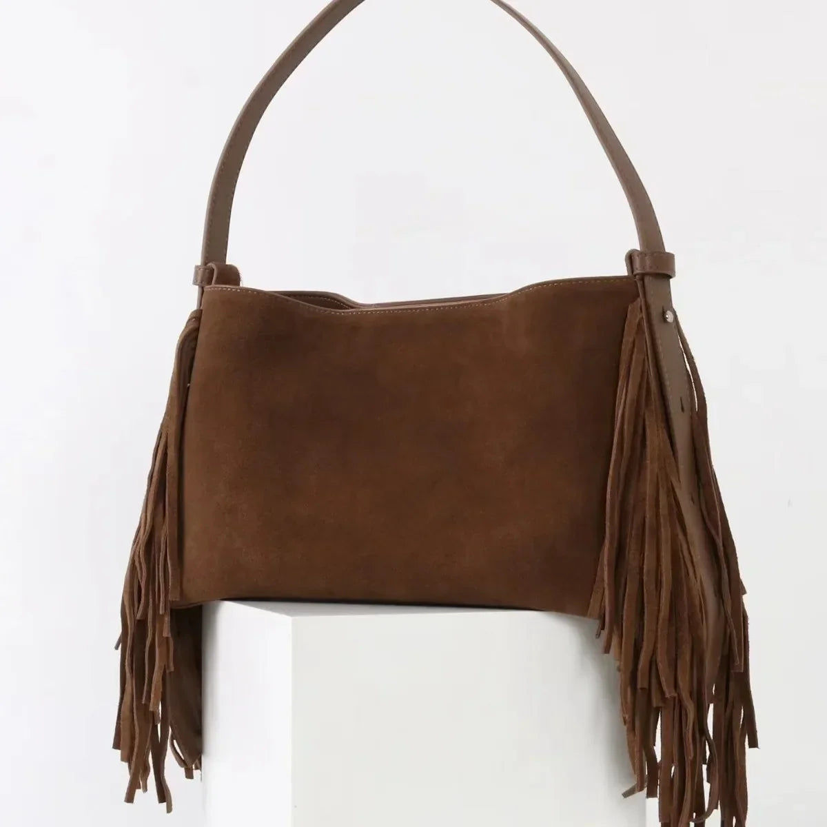 Sac Cabas en Daim Marron à Franges – Sac Cabas Daim Souple Sac Cabas