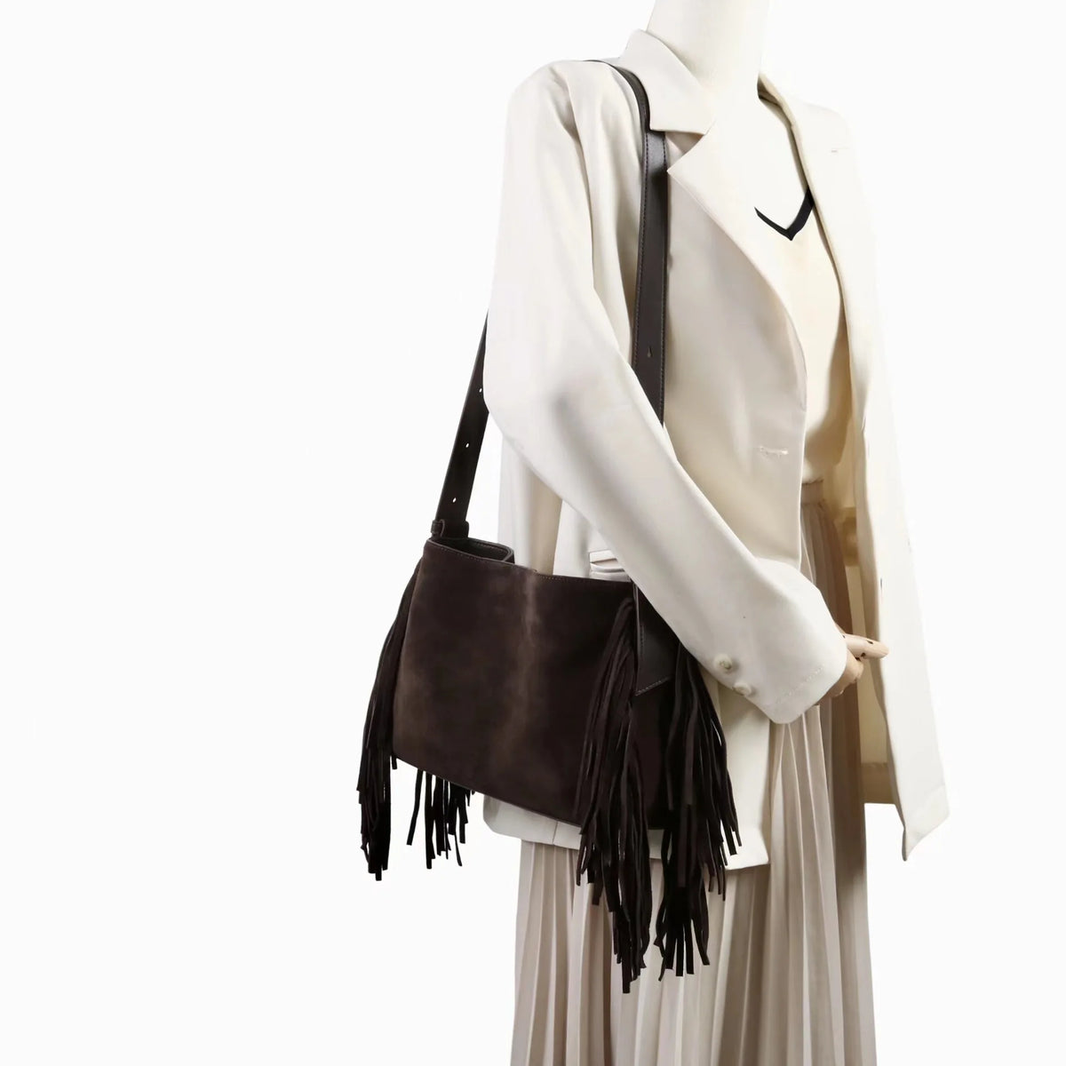 Sac Cabas en Daim Marron à Franges – Sac Cabas Daim Souple Sac Cabas