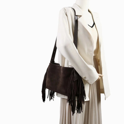 Sac Cabas en Daim Marron à Franges – Sac Cabas Daim Souple Sac Cabas