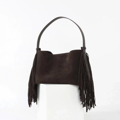 Sac Cabas en Daim Marron à Franges – Sac Cabas Daim Souple Sac Cabas