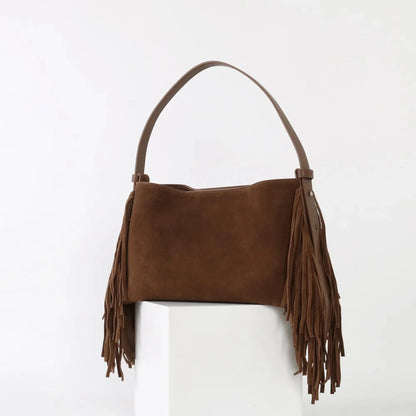 Sac Cabas en Daim Marron à Franges – Sac Cabas Daim Souple Sac Cabas