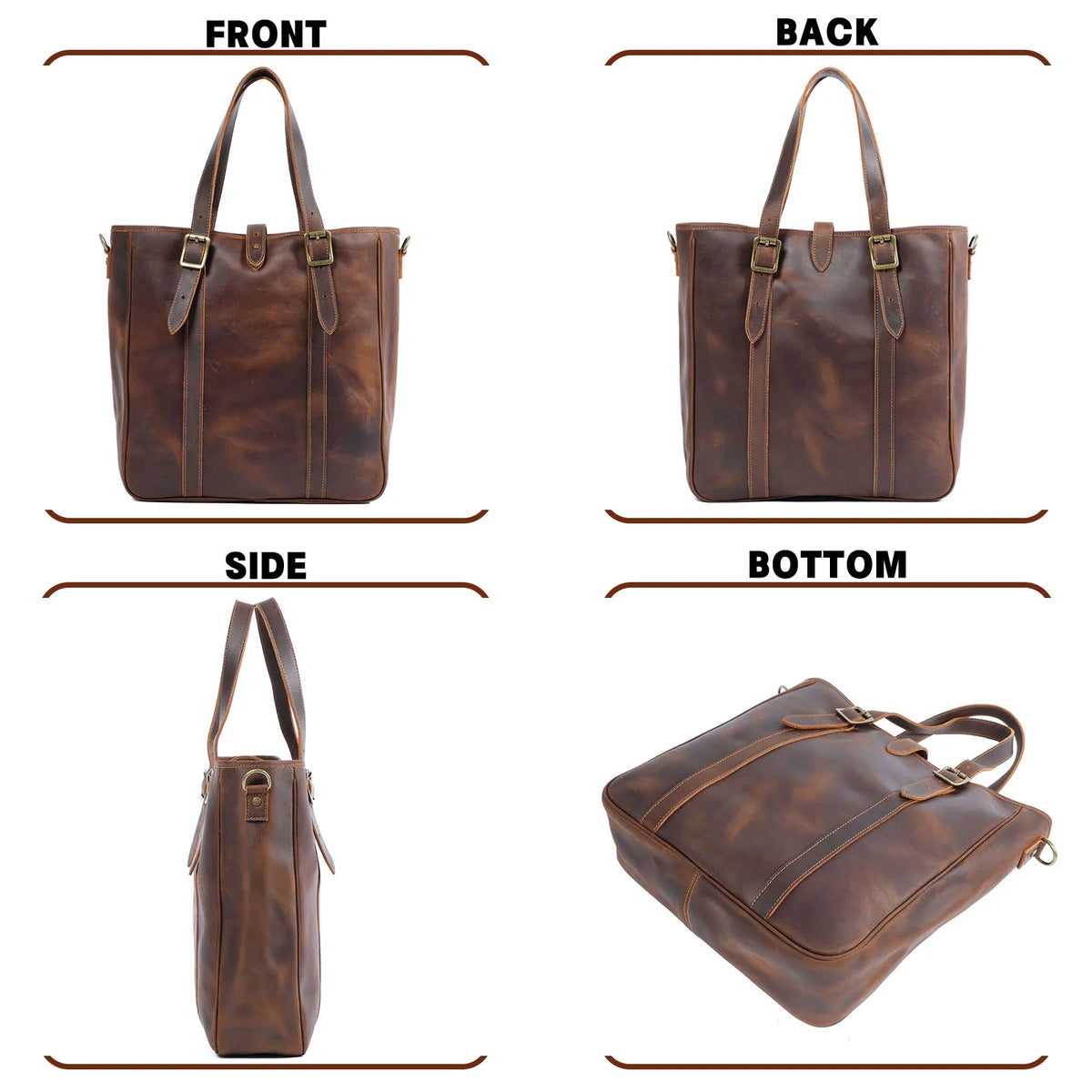 Sac Cabas Homme Cuir Vintage | Voyage & Week-End Élégant Café / Cuir Véritable Sac Cuir