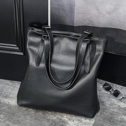 Sac Cabas Homme Léger | Urbain & Quotidien Moderne Noir / Cuir Vegan