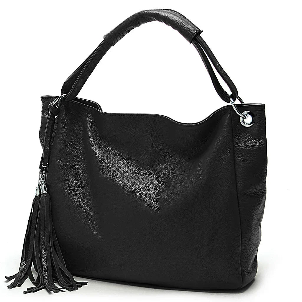 Sac Cuir Femme Cabas Amatista – Élégant & grand format Noir / Cuir Véritable Sac Cuir Femme