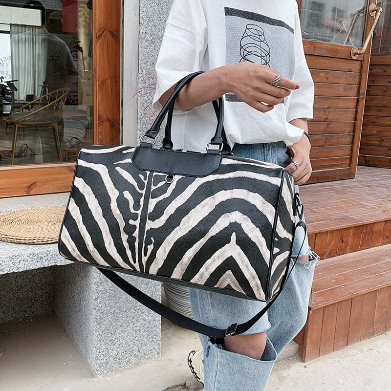Sac de voyage Cuir Femme Elena | La Casa du Cuir Noir/Blanc / Cuir (PU) / Femme Sac de voyage