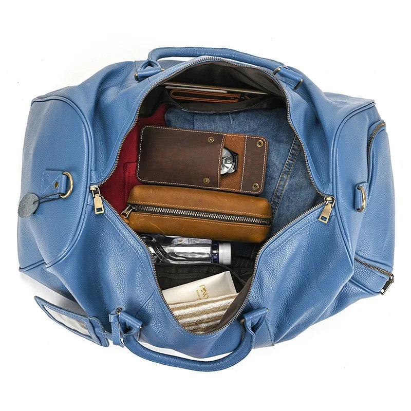 Sac de Voyage Femme Cuir Bleu & Violet – Compartiment Chaussures Sac de voyage