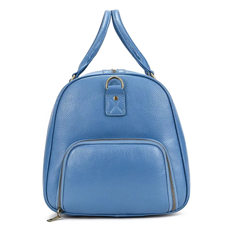 Sac de Voyage Femme Cuir Bleu & Violet – Compartiment Chaussures Sac de voyage
