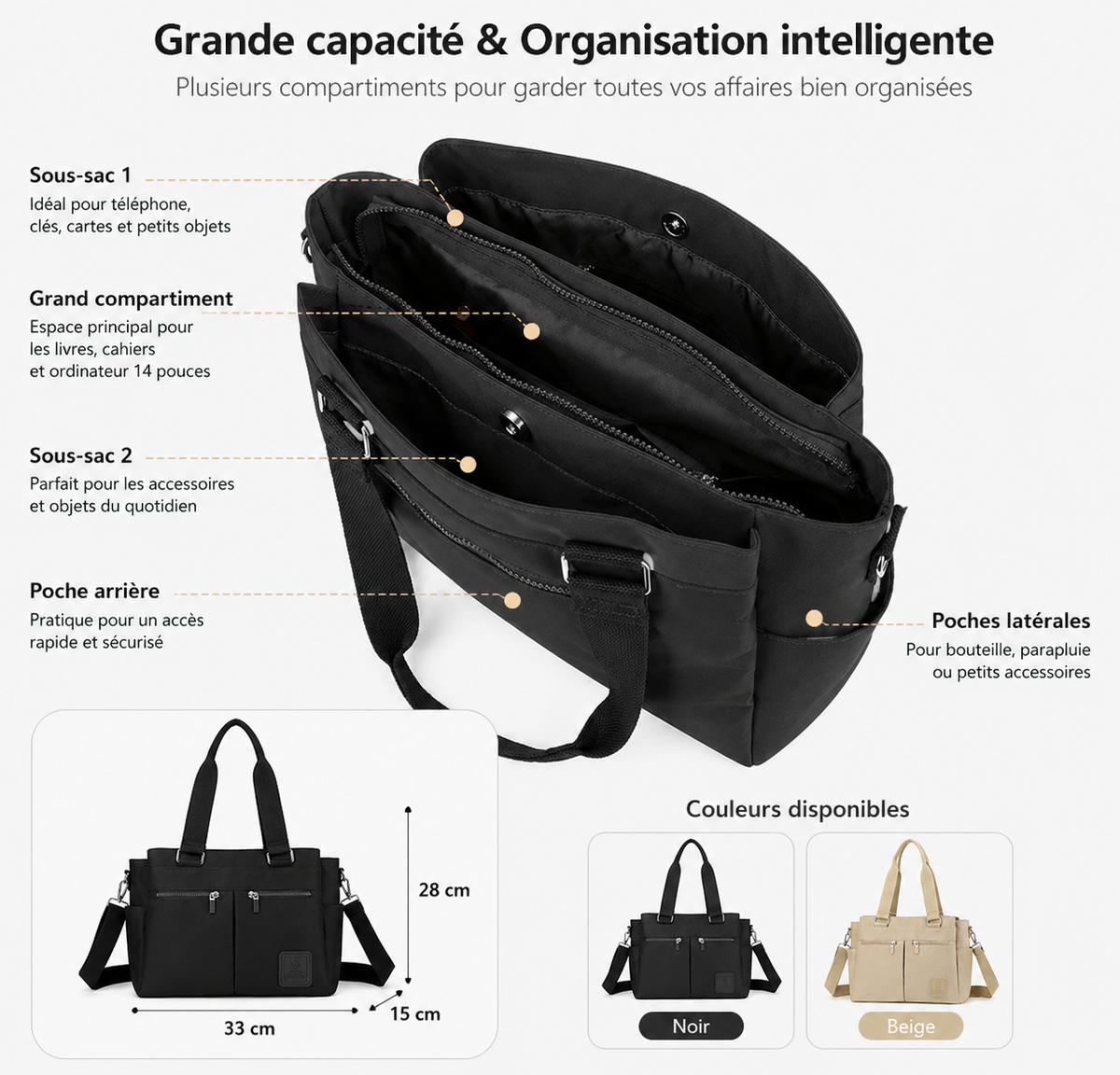Sac Étudiante Hana – Sac Japonais Lycée Multipoches Sac Cabas