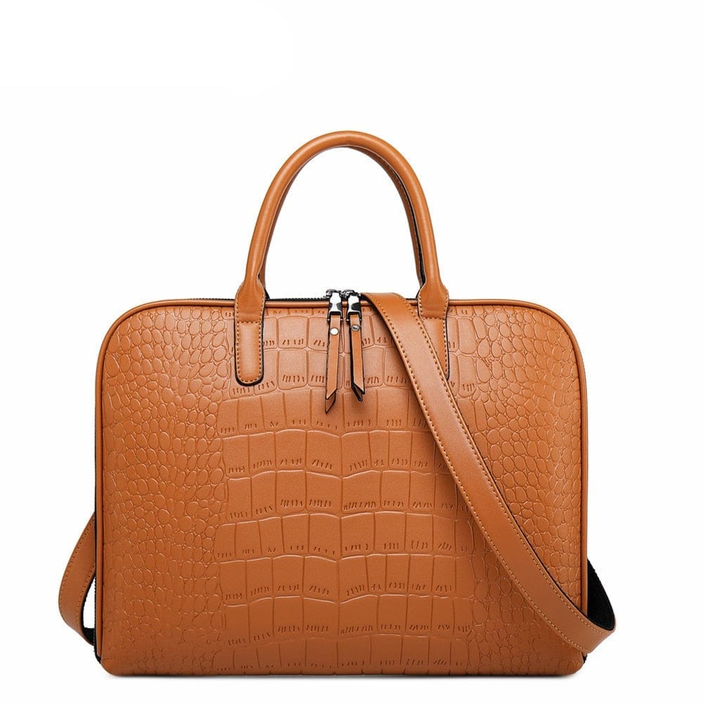 Sac Ordinateur Femme Cuir Lyna – Style Chic & Sac pour Travailler Femme Marron / 37cm-4cm-26cm / Cuir PU Sac Ordinateur