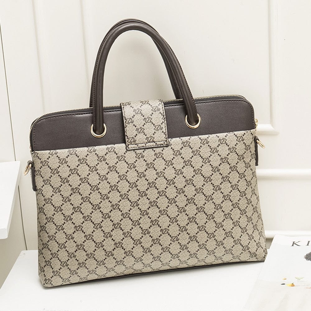 Sac Ordinateur Femme Cuir Alya | La Casa du Cuir Marron/Gris / Cuir PU / Femme Sac Ordinateur