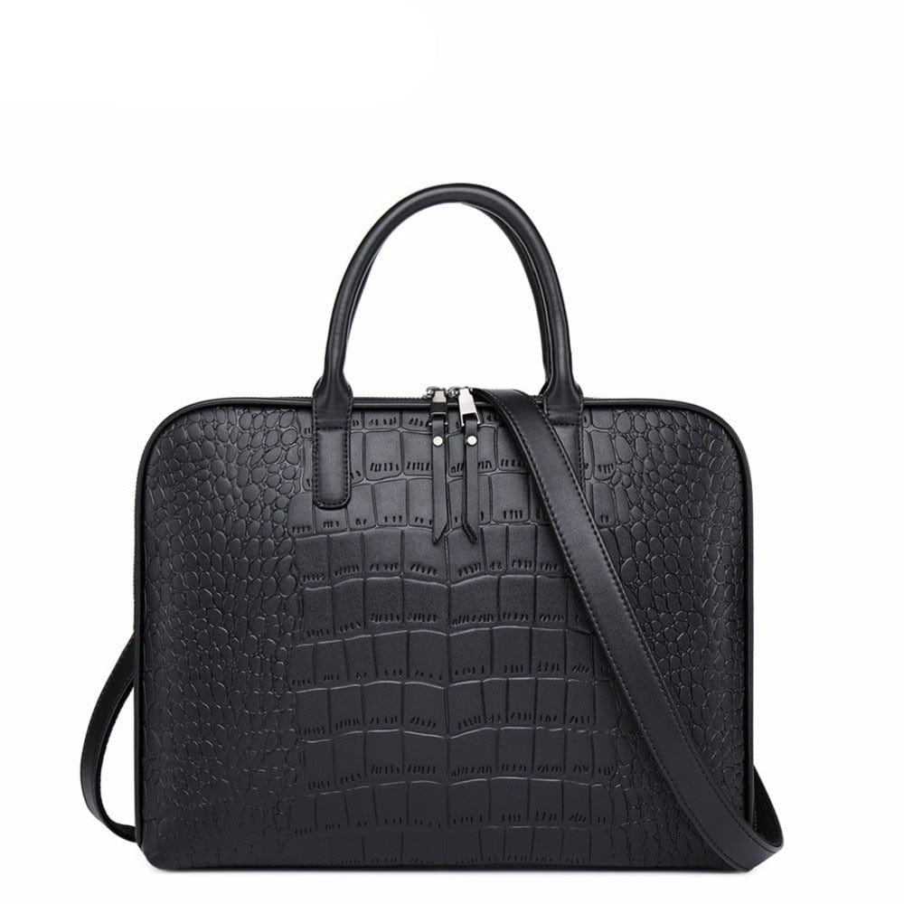 Sac Ordinateur Femme Cuir Lyna – Style Chic & Sac pour Travailler Femme Noir / 37cm-4cm-26cm / Cuir PU Sac Ordinateur