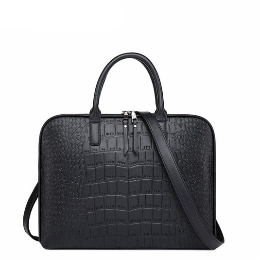 Sac Ordinateur Femme Cuir Lyna – Style Chic & Sac pour Travailler Femme Noir / 37cm-4cm-26cm / Cuir PU Sac Ordinateur