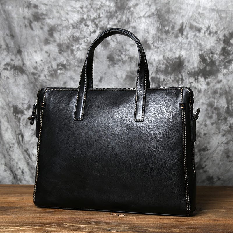 Sacoche Ordinateur Homme Tendance | Modèle Ilyan Noir / Cuir / Homme Sac Ordinateur
