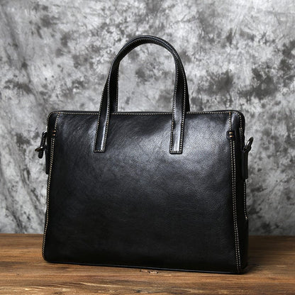 Sacoche Ordinateur Homme Tendance | Modèle Ilyan Noir / Cuir / Homme Sac Ordinateur