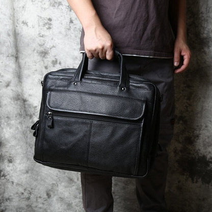 Sac à Ordinateur Homme | Modèle Milan Noir / Cuir / Homme Sac Ordinateur