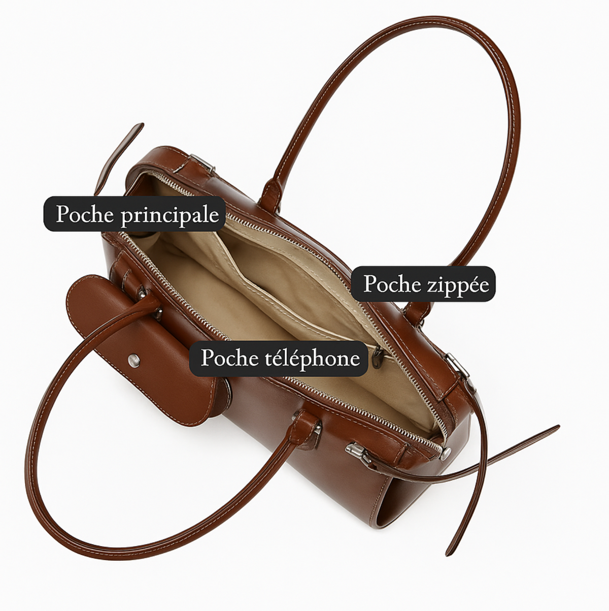 Sac Porté Épaule Cuir Souple Emma | Sac Baguette Tendance sac à main