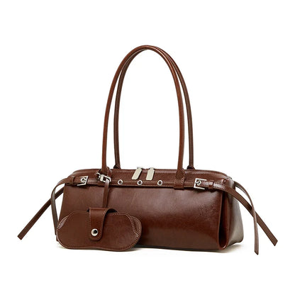 Sac Porté Épaule Cuir Souple Emma | Sac Baguette Tendance Café / Cuir sac à main