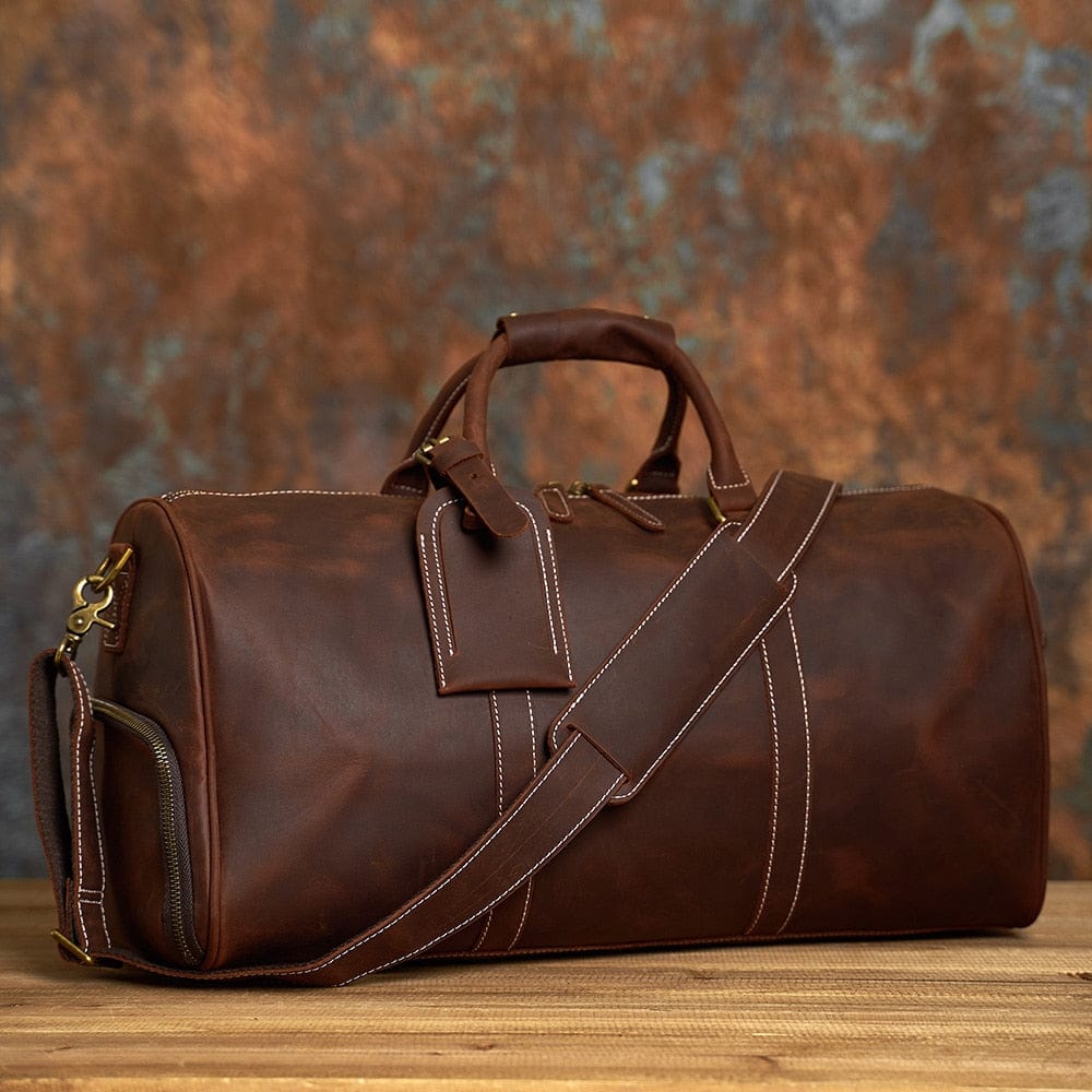 Sac de Voyage Homme Cuir Vintage Lenny | Escapade Élégante Café Vintage / Cuir / Homme Sac de voyage