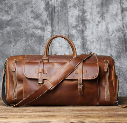 Grand Sac de Voyage Homme Cuir Camille | Grande Capacité Marron / Cuir / 52 CM Sac de voyage