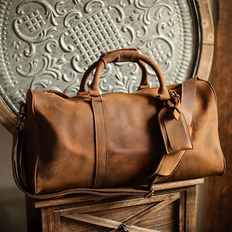 Sac de Voyage Homme Cuir Vintage Kaïs | Format Week-end Marron Retro / Cuir / Homme Sac de voyage