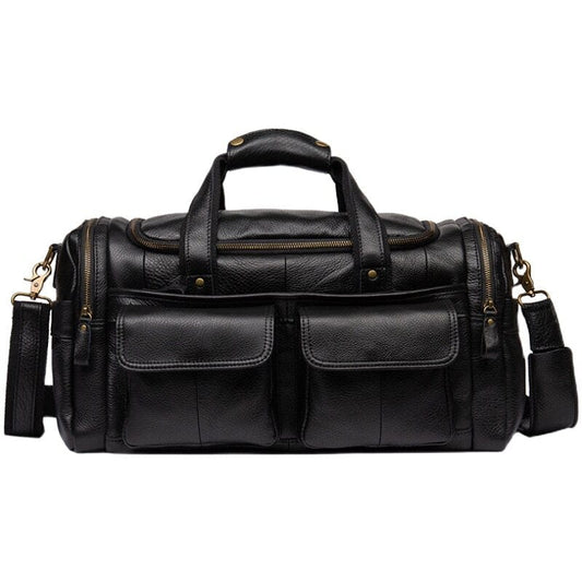 Sac de Sport Cuir Homme Léandre | Multi-Poches Premium Noir / Cuir / Homme Sac de voyage