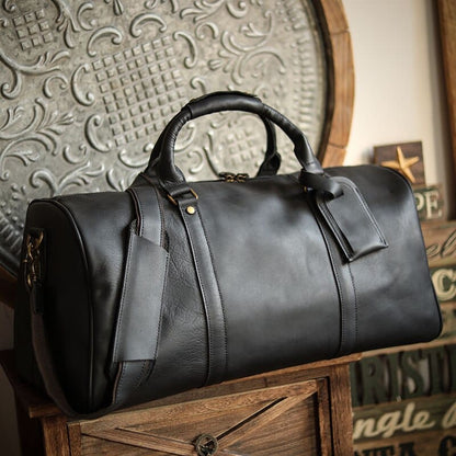 Sac de Voyage Homme Cuir Vintage Kaïs | Format Week-end Noir Retro / Cuir / Homme Sac de voyage