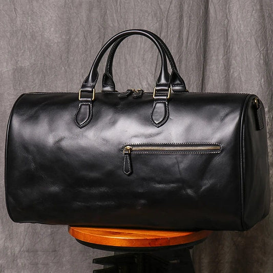 Sac Weekend Homme Mathis Noir / Cuir Véritable Sac de voyage