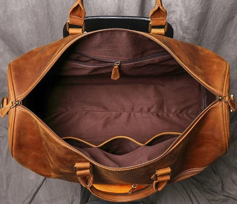 Sac Weekend Homme Mathis Noir / Cuir Véritable Sac de voyage