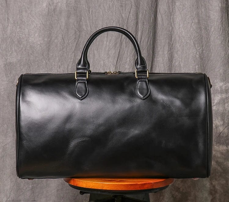 Sac Weekend Homme Mathis Noir / Cuir Véritable Sac de voyage