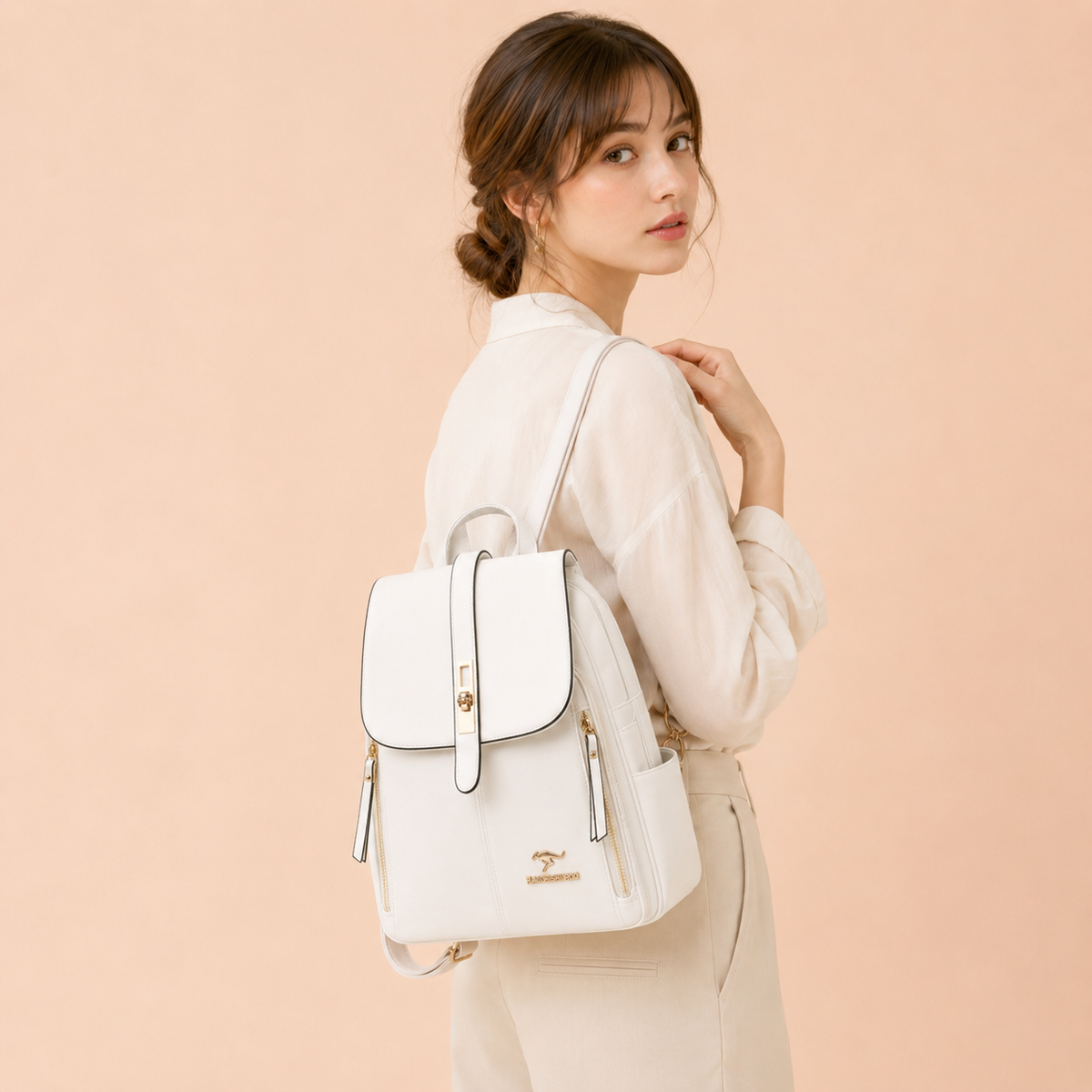Sac à Dos Blanc | La Casa du Cuir Blanc / Cuir Vegan sac à dos