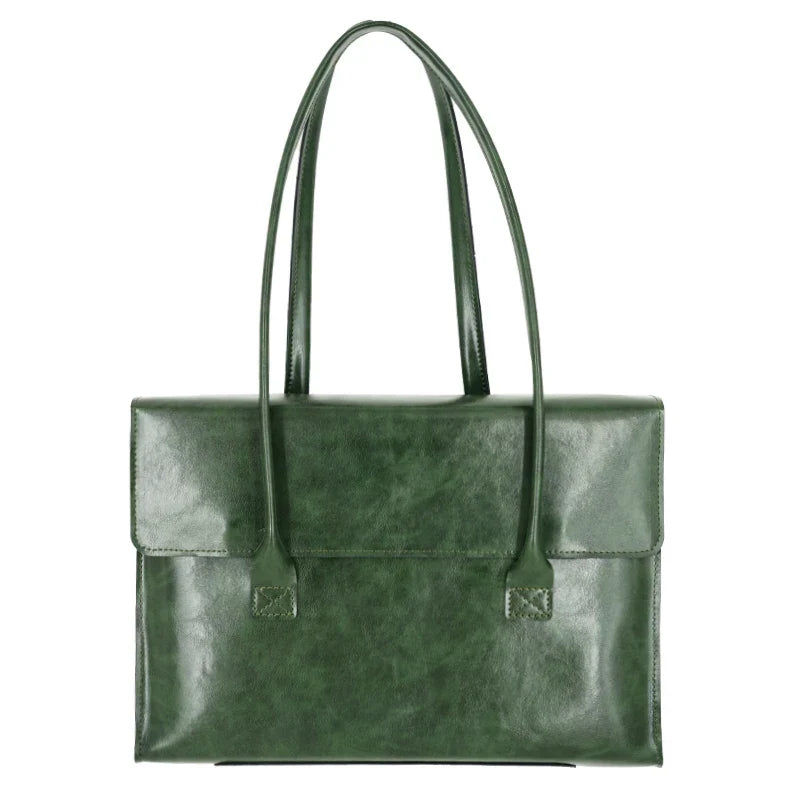 Sacoche Ordinateur Cuir Femme Lou | 15,6” Chic & Tendance Vert / 15.6 Pouces / Cuir Vegan Sac Cuir Femme