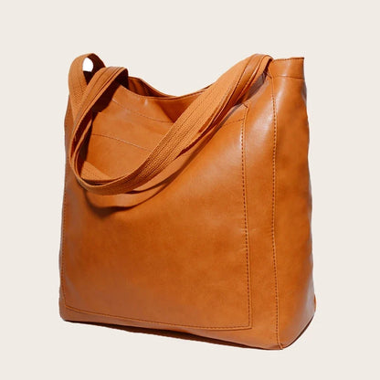 Tote bag cuir Sandrine – Grand format chic à petit prix Camel / Cuir PU effet ciré Sac Cabas