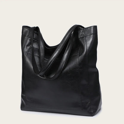 Tote bag cuir Sandrine – Grand format chic à petit prix Noir / Cuir PU effet ciré Sac Cabas