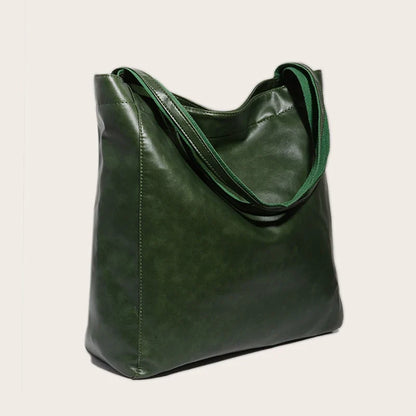 Tote bag cuir Sandrine – Grand format chic à petit prix Vert / Cuir PU effet ciré Sac Cabas