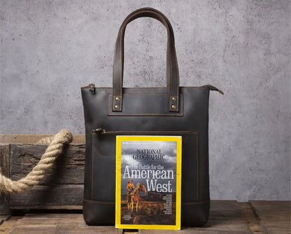 Tote Bag Homme Cuir Milan | Sac Homme Élégant & Minimaliste Café / Cuir Véritable