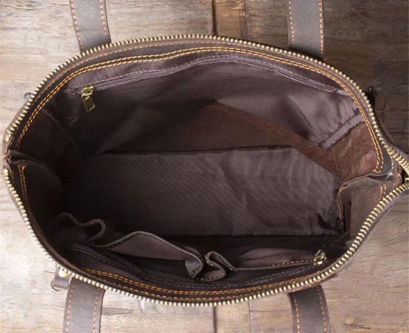 Tote Bag Homme Cuir Milan | Sac Homme Élégant & Minimaliste Café / Cuir Véritable