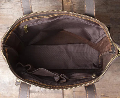 Tote Bag Homme Cuir Milan | Sac Homme Élégant & Minimaliste Café / Cuir Véritable