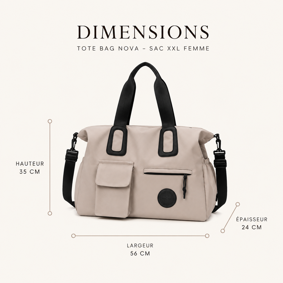 Tote Bag Nova – Sac XXL Femme pour Travail & Voyage sac de sports
