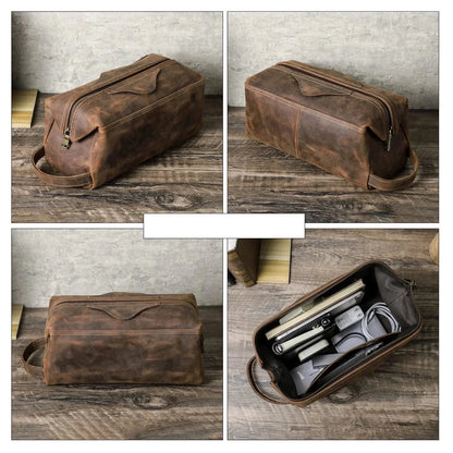 Trousse de Toilette Cuir pour Homme｜La Casa Du Cuir Café