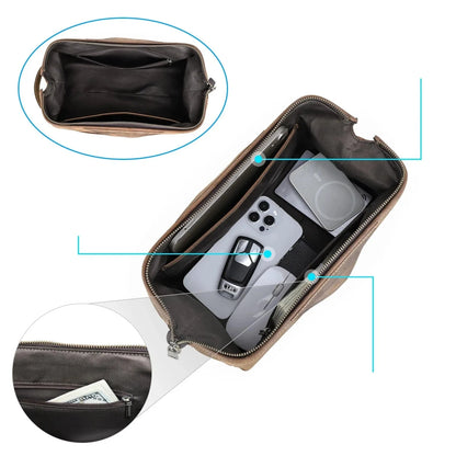 Trousse de Toilette Cuir pour Homme｜La Casa Du Cuir Café