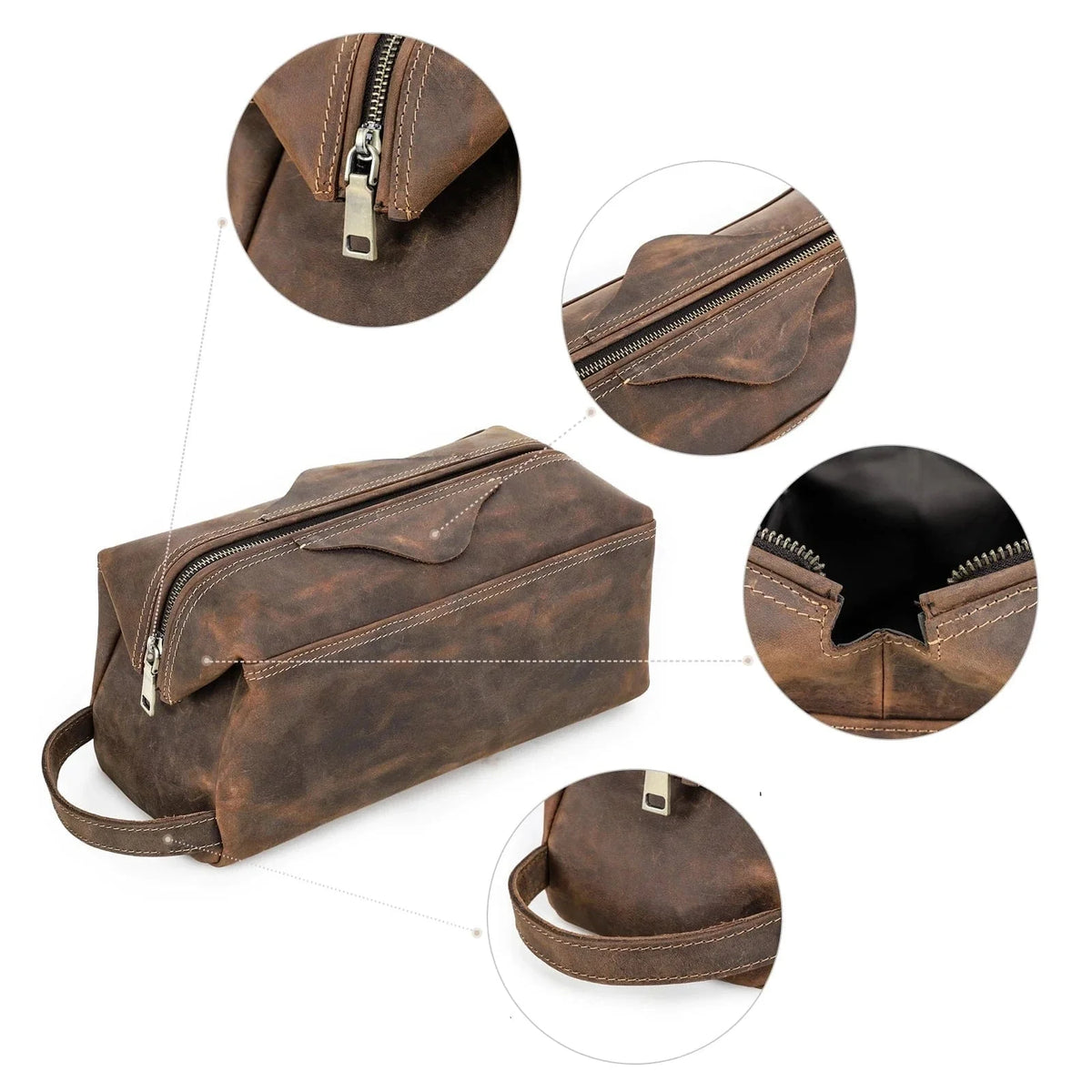 Trousse de Toilette Cuir pour Homme｜La Casa Du Cuir Café
