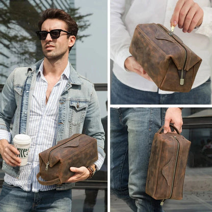 Trousse de Toilette Cuir pour Homme｜La Casa Du Cuir Café