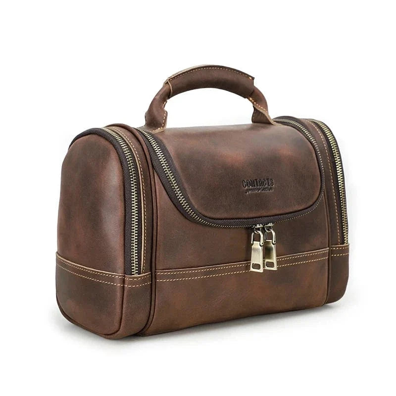 Trousse de Toilette de Voyage Homme｜La Casa Du Cuir Café / Avec Votre Nom