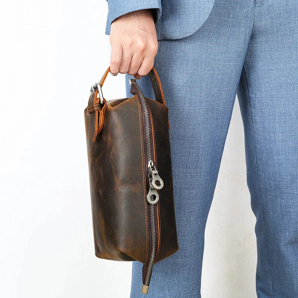 Trousse de Toilette en Cuir pour Homme｜La Casa Du Cuir Café