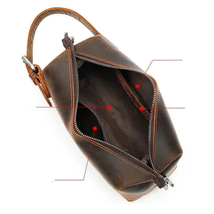 Trousse de Toilette en Cuir pour Homme｜La Casa Du Cuir Café